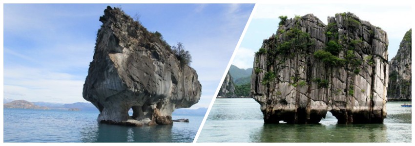 Caves de marbre du lac General Carrera et relief karstique de la Baie d'Halong